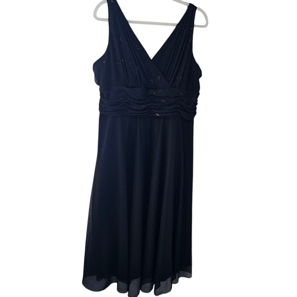 JS Boutique Cocktail Dress Black Lace Beaded V Neck/V Back plus 20‎